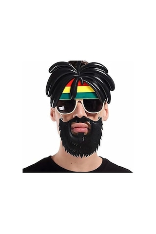 Rasta Peruklu Rasta Sakallı Bob Marley Bıyıklı Parti Gözlüğü 27x18 Cm 1