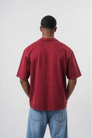 Respire Erkek 24207 Baskılı Yıkamalı Oversize T-shirt Bordo