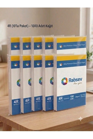 Rabsev Fotoğraf Kağıdı 10x15cm Parlak 200gr 4r 10 Paket 1000 Adet