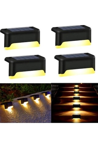 Zhltools Solar Güneş Enerjili Merdiven Lambası 4 Adet Siyah