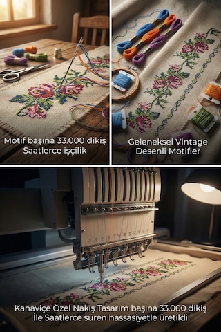 Kanaviçe Nakışlı Kumaş 33.000 Vuruş %100 Pamuk Monika Buldan Bezi 210 Cm En Mor