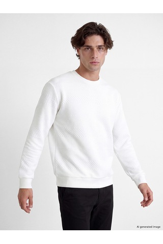 Lcw Vision Beyaz Bisiklet Yaka Erkek Sweatshirt