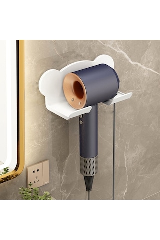 Saç Kurutma Makinesi Duvara Monte Tutucu Banyo Rafı Depolama Rafı, Stil: Basit Beyaz