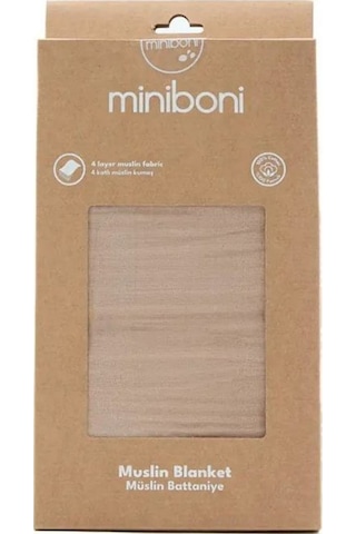 Miniboni Müslin Bebek Battaniyesi 100x120 Cm Bej