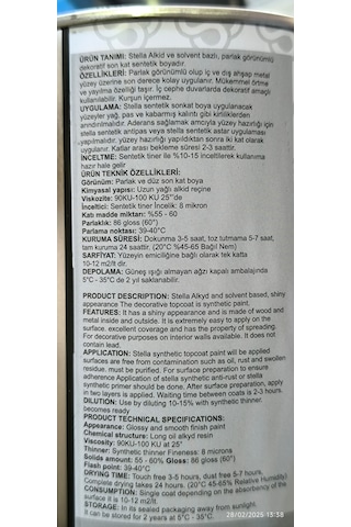 Stella Son Kat Yağlı Boya Sentetik 1 Kg Siyah