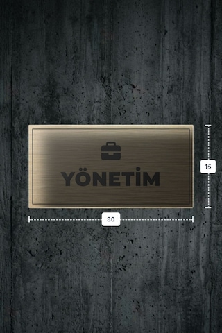 Yönetım Yazılı - Metal - Gold Renk - Kapı İsimliği - 30x15 Cm