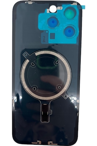 Teknonet Apple Uyumlu iPhone 15 Pro Max Kamera Camlı Batarya Kapağı + Magsafe Flex - Mavi Mavi