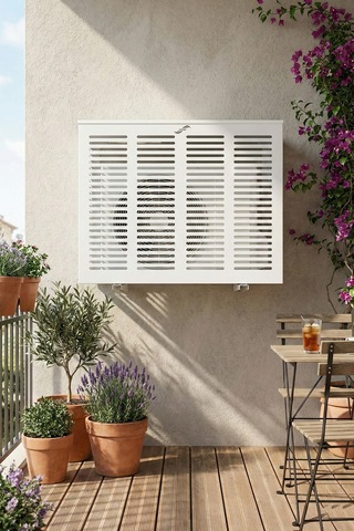 Klima Motoru/dış Ünite Gizleme/koruma Kafesi Xl 120x62x150 H Slotted Beyaz