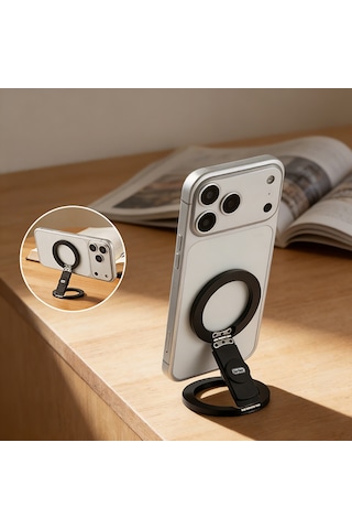 Go Des Gd-g067 Ayarlanabilir Katlanabilir Stres Çarkı Tasarımlı Magnetik Telefon Standı Siyah