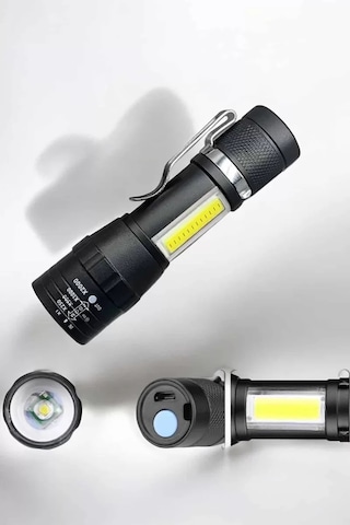 Hepsi El Feneri Led Usb Şarjlı Zoom Mini Led Işık Acil Durum Feneri Najmaddin ANTRASİT