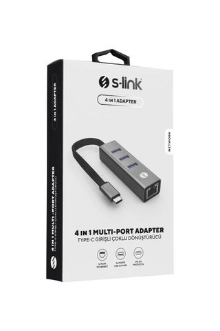 S-lınk Sw-u3325, Gigabit, Type-c To Rj45, 3xusb 3.0, Metal, Ethernet Kartı