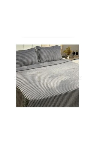 Merinos Modern Line 3'lü Açık Gri Battaniye Set 2 Kişilik(1 Battaniye 2 Yastık Kılıfı) Gri