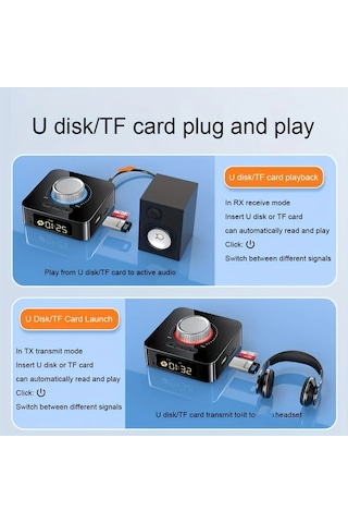 Xuweiwei Siyah Ses Kablosuz Adaptor Verici Ve Alici Usb 35 Mm Aux Rca Aktif Ses Rx Tx Modlari Uyumlu Kulakliklar