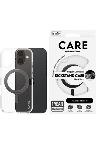 Care By Panzerglass Apple Uyumlu iPhone 16 Feature Kickstand & Magsafe - Siyah Kılıf Siyah