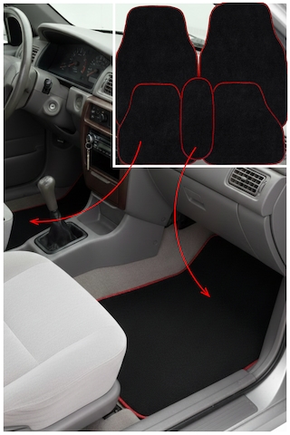 Toyota Corolla Efsane Kasa 1992 1998 Uyumlu 5 Parça Kırmızı Kenarlı Oto Halı Paspas Seti
