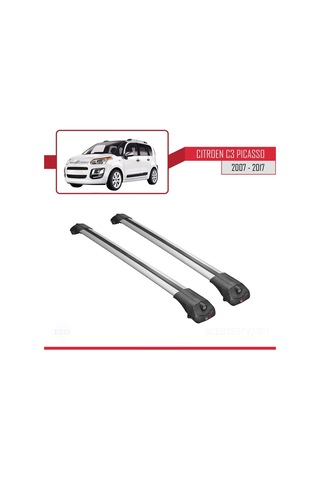 Citroen C3 Picasso 2007 - 2017 Arası İle Uyumlu Ace-1 Ara Atkı Tavan Barı Gri
