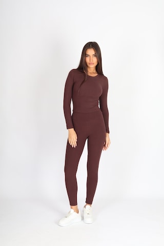 Soft&Basic Kadın Slım Fit Esnek Kahverengi Tayt Kahverengi