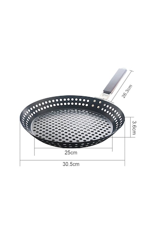 Moveevo Katlanabilir Ahşap Saplı Pratik Izgara Tava - Yapışmaz Yüzeyli, Barbekü Ve Kamp İçin Çok Renkli