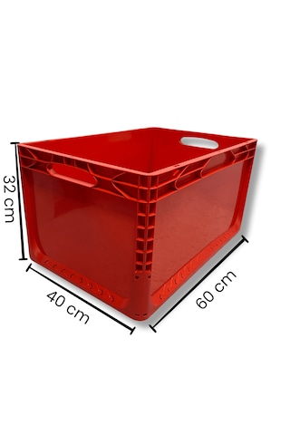 Alpbx 1.kalite Kırmızı Plastik Kasa 60x40x32 Cm - Kutu 65 Litre