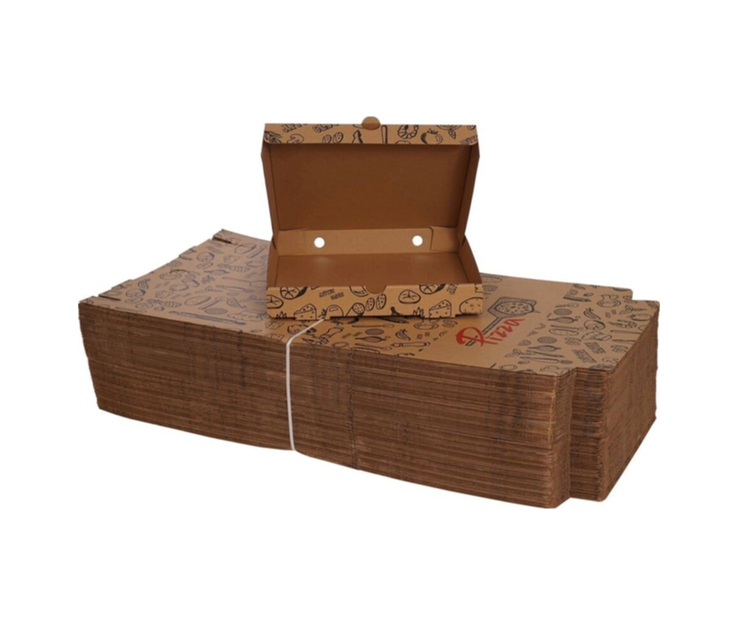 Mix Baskılı Pizza Kutusu 26 Cm 26x26x4 Cm - 100 Adet