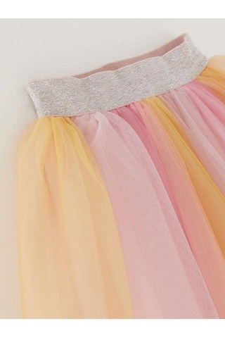 Kız Çocuk Renkli Tütü Etek-14828 Sarı