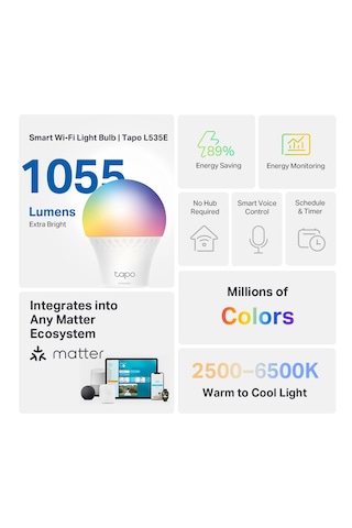 Tp-lınk Tapo L535e, Matter Wi-fi Led Akıllı Ampul