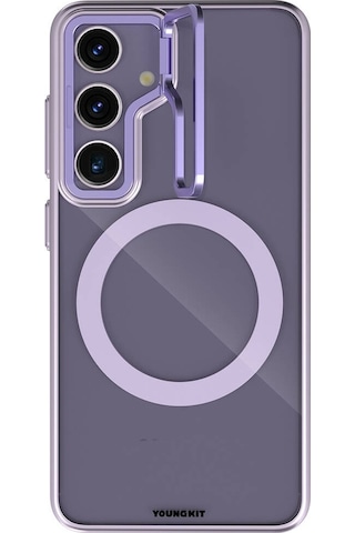 Galaxy Uyumlu S24 Plus Kılıf Magsafe Şarj Özellikli Sararma Önleyici Youngkit Crystal Grid Kapak Gold