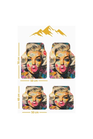 Modern Marilyn Premium Dot Tabanlı 4 Lü Araba Paspası Takımı Aps0003