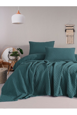 Cambrıdge Yatak Örtüsü Seti Çift Kişilik Koyu Yeşil Kutulu
