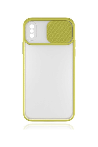Noktaks - Apple Uyumlu iPhone Xs 5.8 - Kılıf Slayt Sürgülü Arkası Buzlu Lensi Kapak - Siyah T14501 Siyah