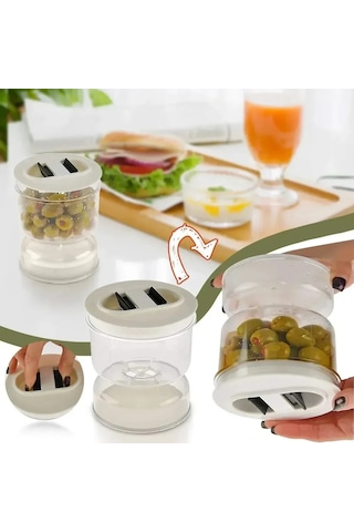 Mufunye Transparent Islak-kuru Ayrılmış Turşu Kavanozu, Hava Geçirmez Kapağı İle Gıda Muhafaza, 1 Adet, 11.5x11.5x13.5 Cm Şeffaf