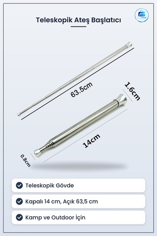 Teleskopik Ateş Başlatıcı Outdoor Üfleme Borusu Taşınabilir Kamp