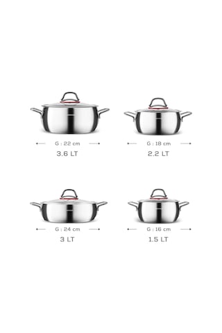 Karaca  Emirgan İndüksiyon Tabanlı 8 Parça Çelik Tencere Seti