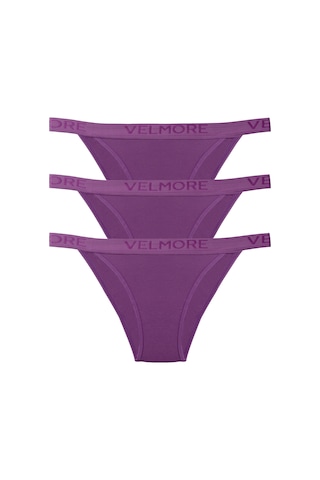Velmore Kadın 3 Lü Pamuklu Normal Bel Slip Külot Mor