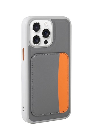 Apple Uyumlu iPhone 16 Pro Kılıf Kartlıklı Kamera Yükseltili Silikon Ogaa Turuncu