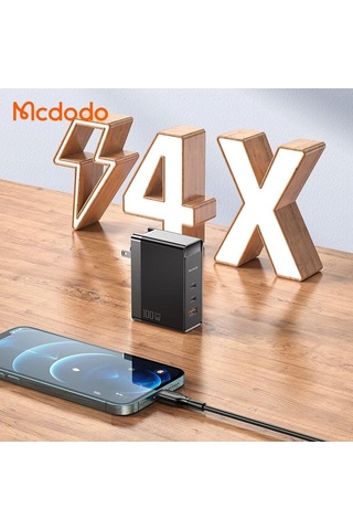 Lexroo Gan 100w 3-port Fast Charger, Siyah Standart