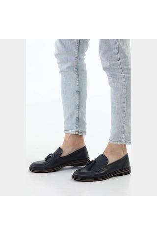 M.Karaca Hakiki Deri Ortopedik Taban Erkek Ayakkabı Lacivert