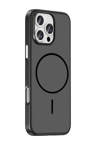 Apple iPhone Uyumlu 16 Pro Kılıf M-safe Şarj Özellikli Zore Lora Pc Kapak - Siyah
