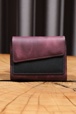 Lenax Leather Lena Hakiki Deri Kadın Cüzdan Nakit Para Gözlü, Bozuk Para Gözlü, 12 Kartlık Siyah - Mürdüm
