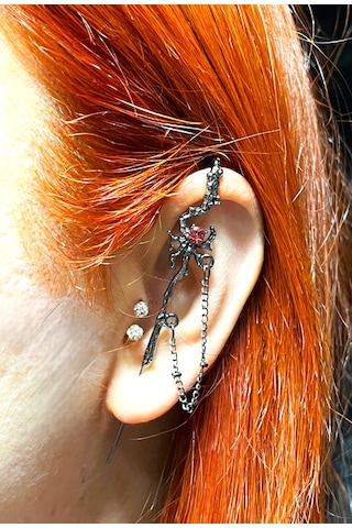Dükkan Design Gotik Elf Küpe Antrasit