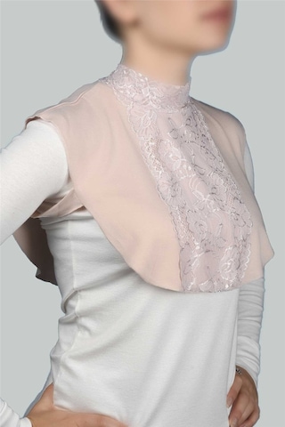 Altobeh Kadın Penye Tesettür Daire Yakalı Dantelli Boyunluk - Bej