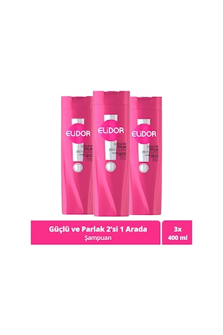Elidor Güçlü ve Parlak 2'si 1 Arada Şampuan ve Bakım Kremi 3 x 400 ML