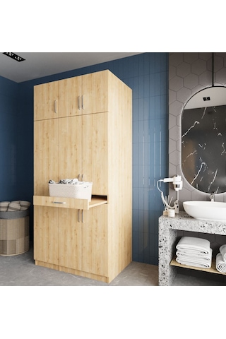 Vita Çamaşır Ve Kurutma Makinesi Dolabı Banyo Dolabı Meşe