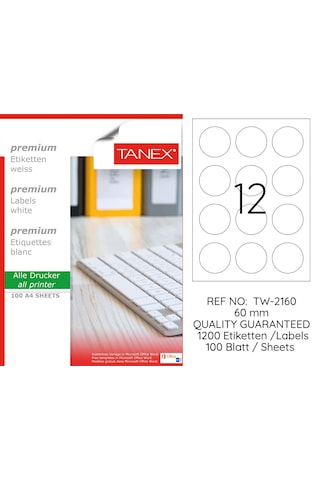 Tanex Tw-2160 60 MM Laser Etiket 100 Ad.