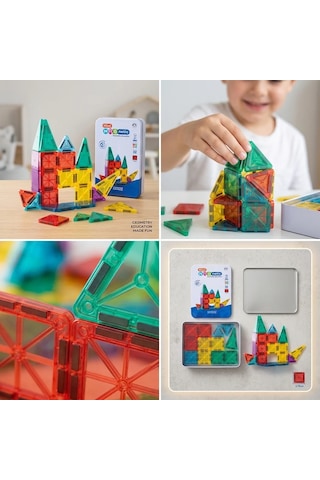 Seyahat Tipi Metal Kutulu Mini Magnetic Yapı Blokları 3d Puzzle 32 Parça
