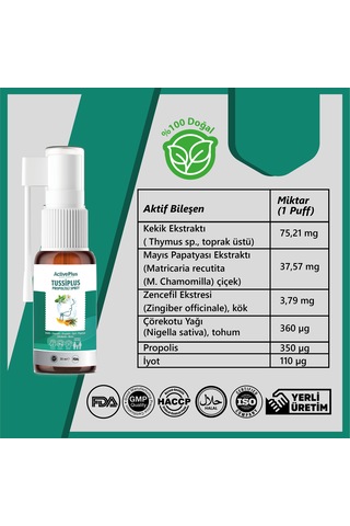 Active Plus Tussiplus Propolisli Sprey 30 ML