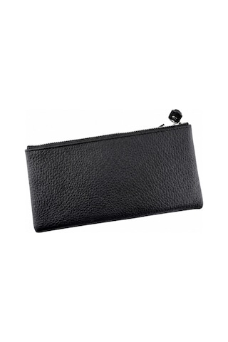 Alphaclub Bag Unisex Hakiki Deri Siyah Renk Fermuarlı Çok Bölmeli Uzun Cüzdan