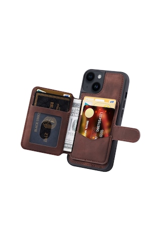 Teleplus Apple Uyumlu iPhone 13 Kılıf H67 Kartlıklı Cüzdanlı Kılıf