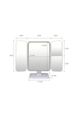 Buffer 2 Kapaklı,3 Farklı Dokunmatik Led Ayarlı Usb Şarj İle Şarj Olabilen Makyaj Aynası Beyaz