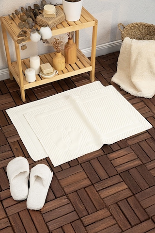 Leoline %100 Pamuk Premium 2'li Ayak Havlusu Krem